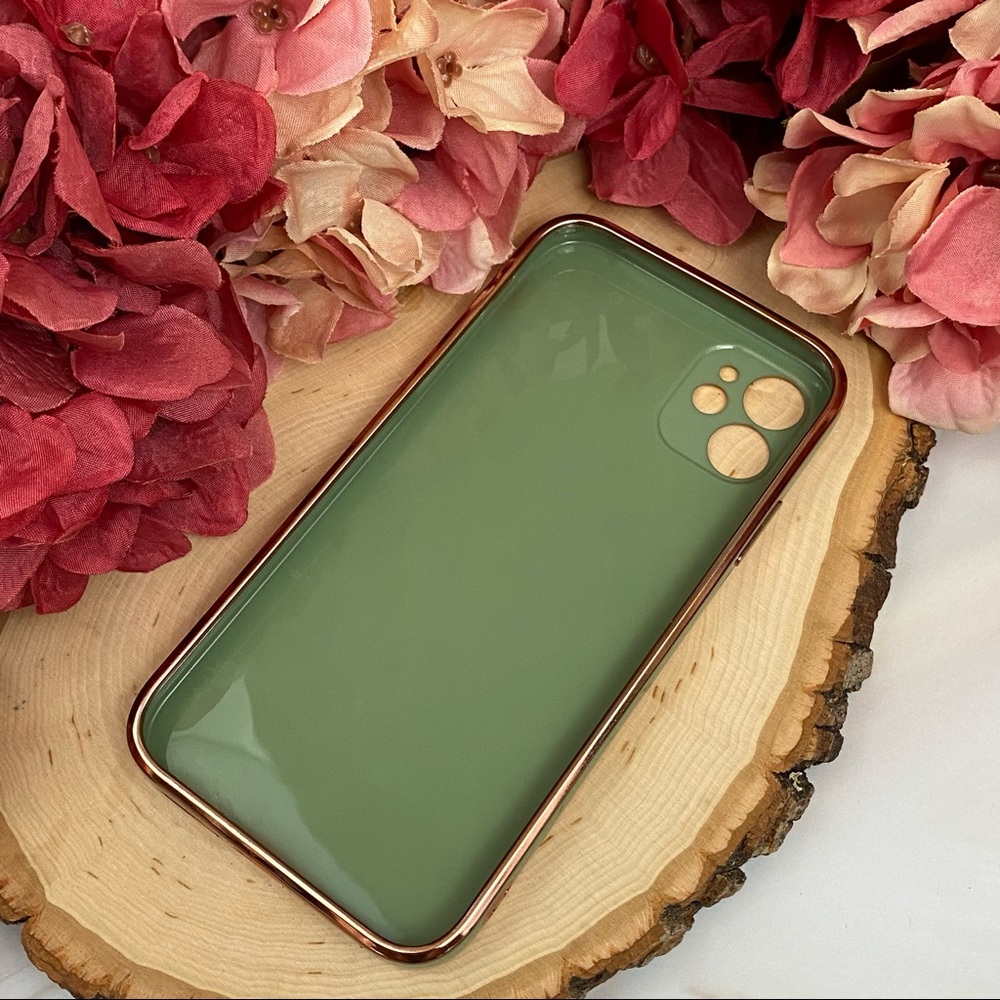 Luxury Sage Green and Gold Electroplated 3D Design iPhone & Samsung Galaxy Case - Picture 10 of 16
